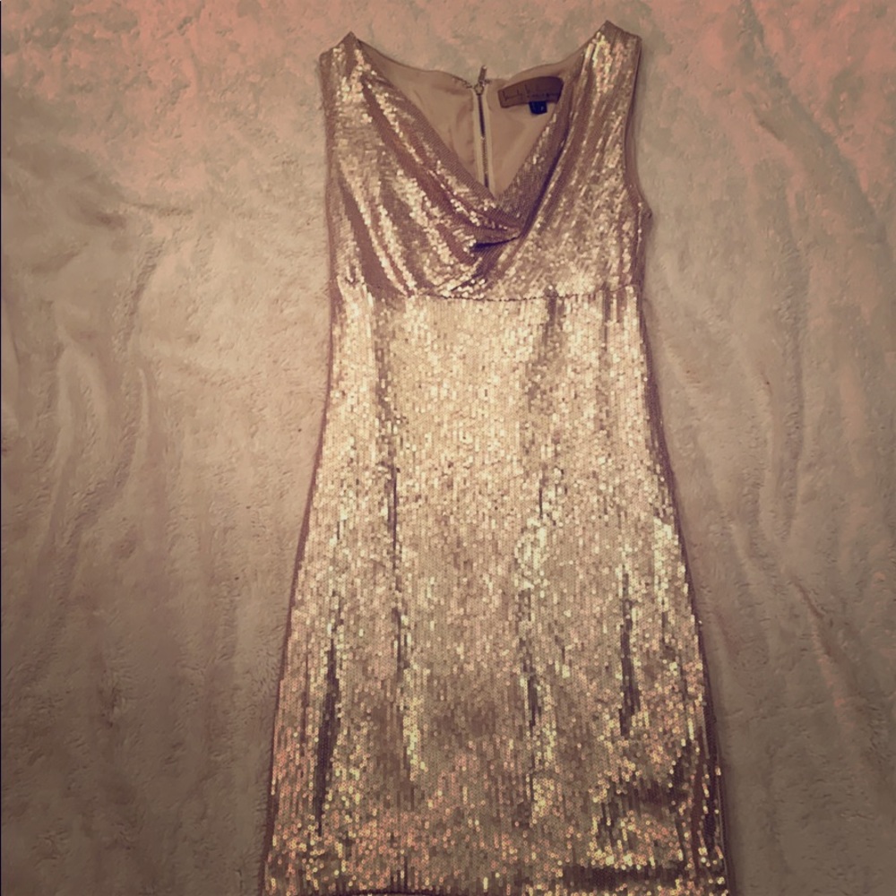 Gold sequin Nicole Miller dress